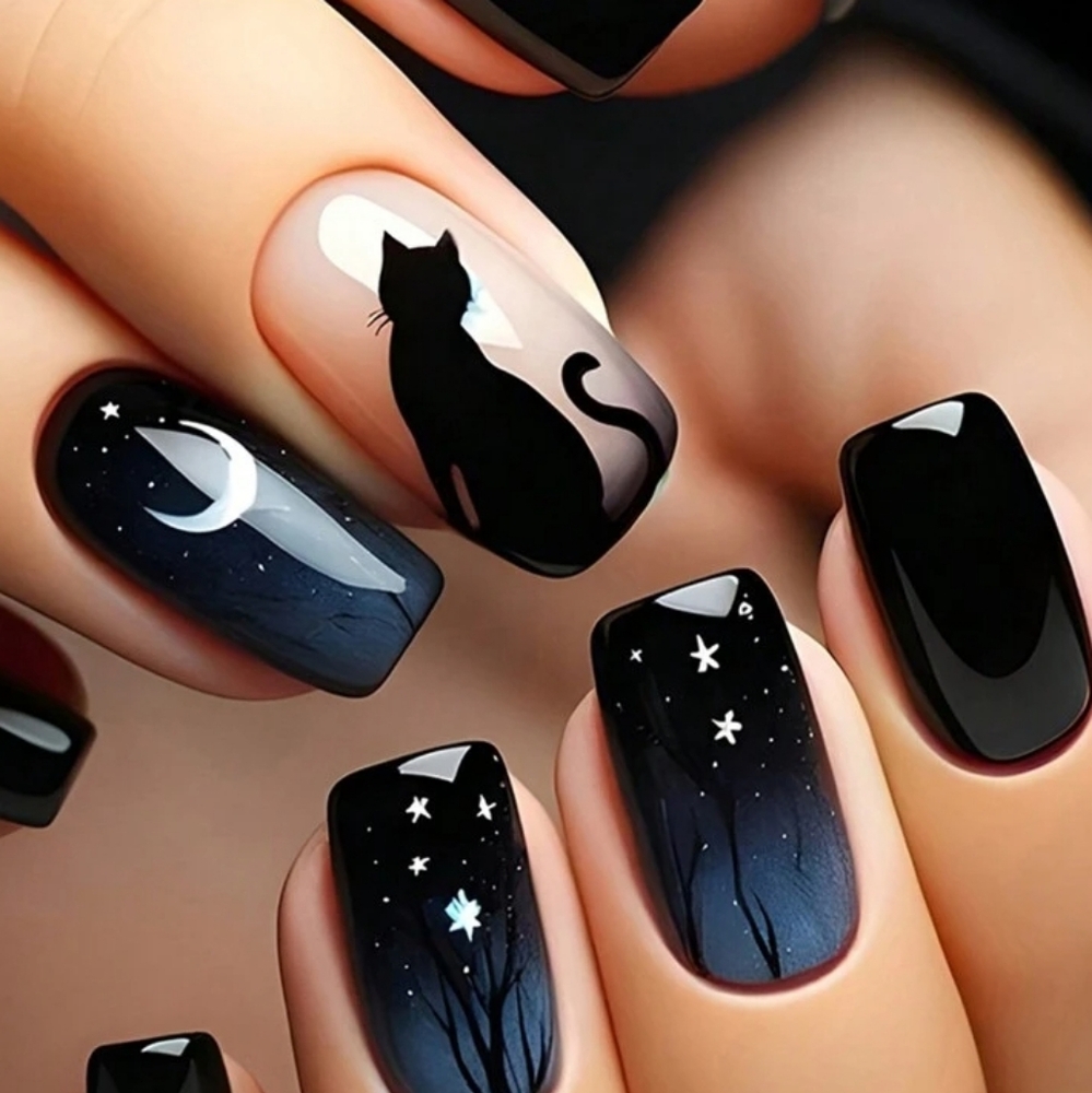 Black Cat Y2K Witchy Press On Nails 24pc Set